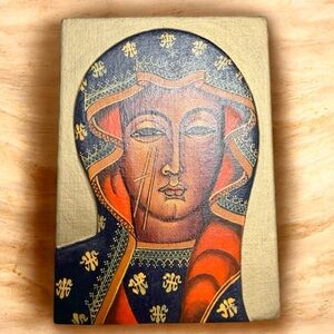 Our Lady of Czestochowa Black Madonna Wooden Icon 5” x 7”